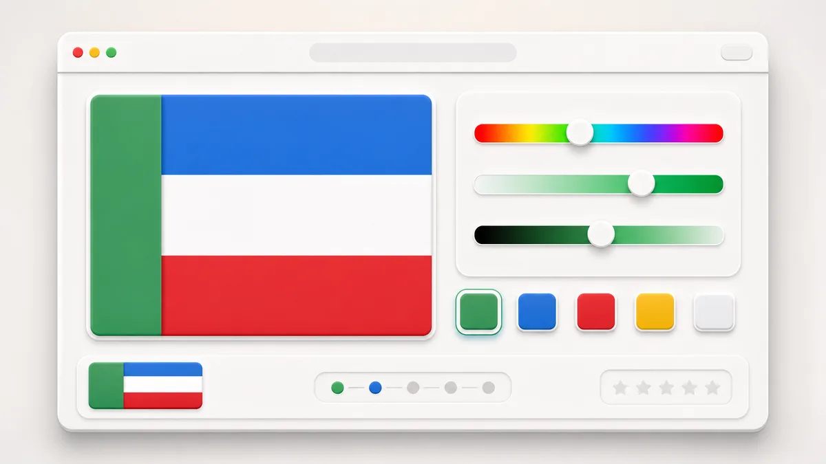 Flag Tone guessing interface with a flag preview and color sliders