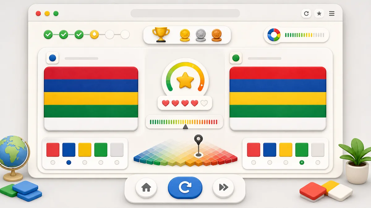 Flag Tone result interface comparing guessed and correct flag colors